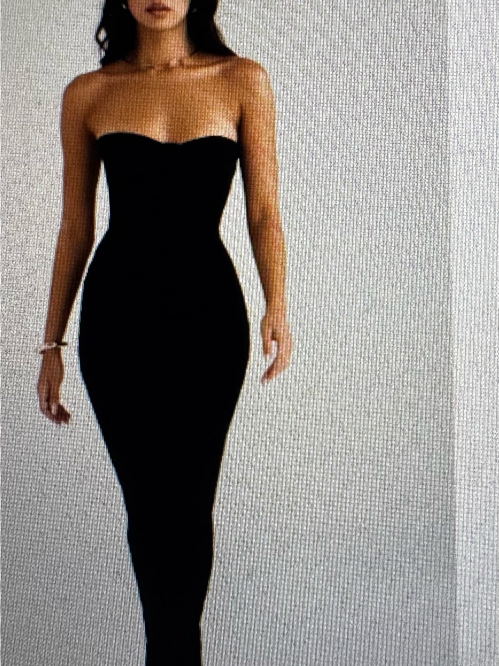 House of CB Black Strapless Sweetheart Bodycon Midi Dress